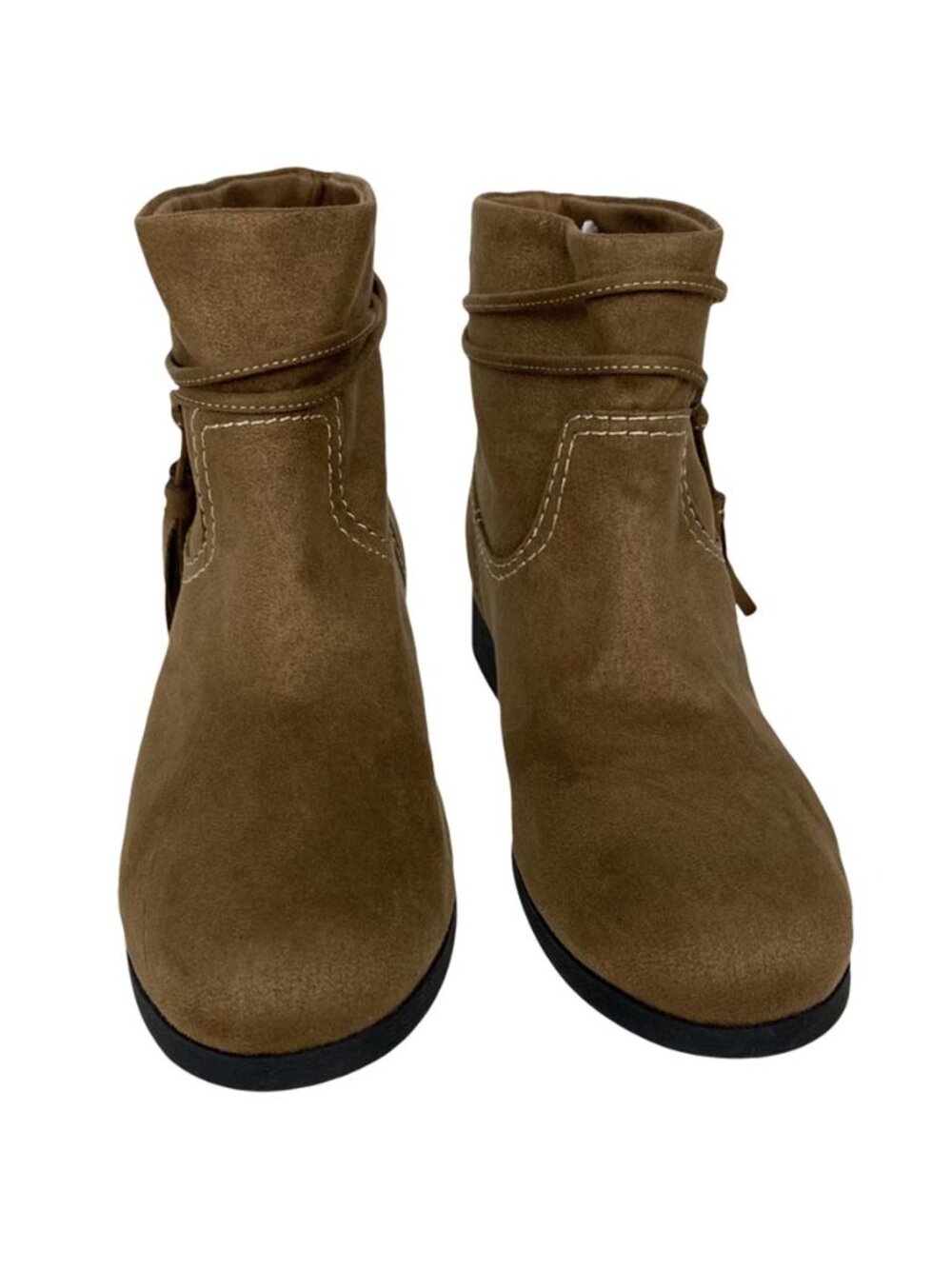 Zoe & Zac Suede Like Tassel Ankle Boots Girls Size 4 Tan Brown